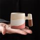 thumbnail image 4 of Cup Miniatura de cerámica texturizada, Vaso de café con mango de madera, Diseño marino, Para hogar/office, Taza decorativa, Vaso para té, Accesorio de cocina\ Blahzhy, 4 of 8