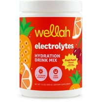 Wellah Electrolytes Powder (Fruit Punch) 50 Servings - Hydration Drink Mix, 7 Vitamins & Minerals, Zero Sugar