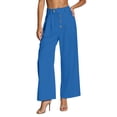 thumbnail image 3 of akafmk Womens High Waist Wide Leg Dress Pants Button Front Pleated Business Casual Pants Stretch Cropped Office Teacher Pants, Size XXL, 3 of 8