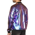 thumbnail image 3 of Lars Amadeus Metallic Varsity Jacket for Men's Zip Up Long Sleeves Holographic Jacket, 3 of 5