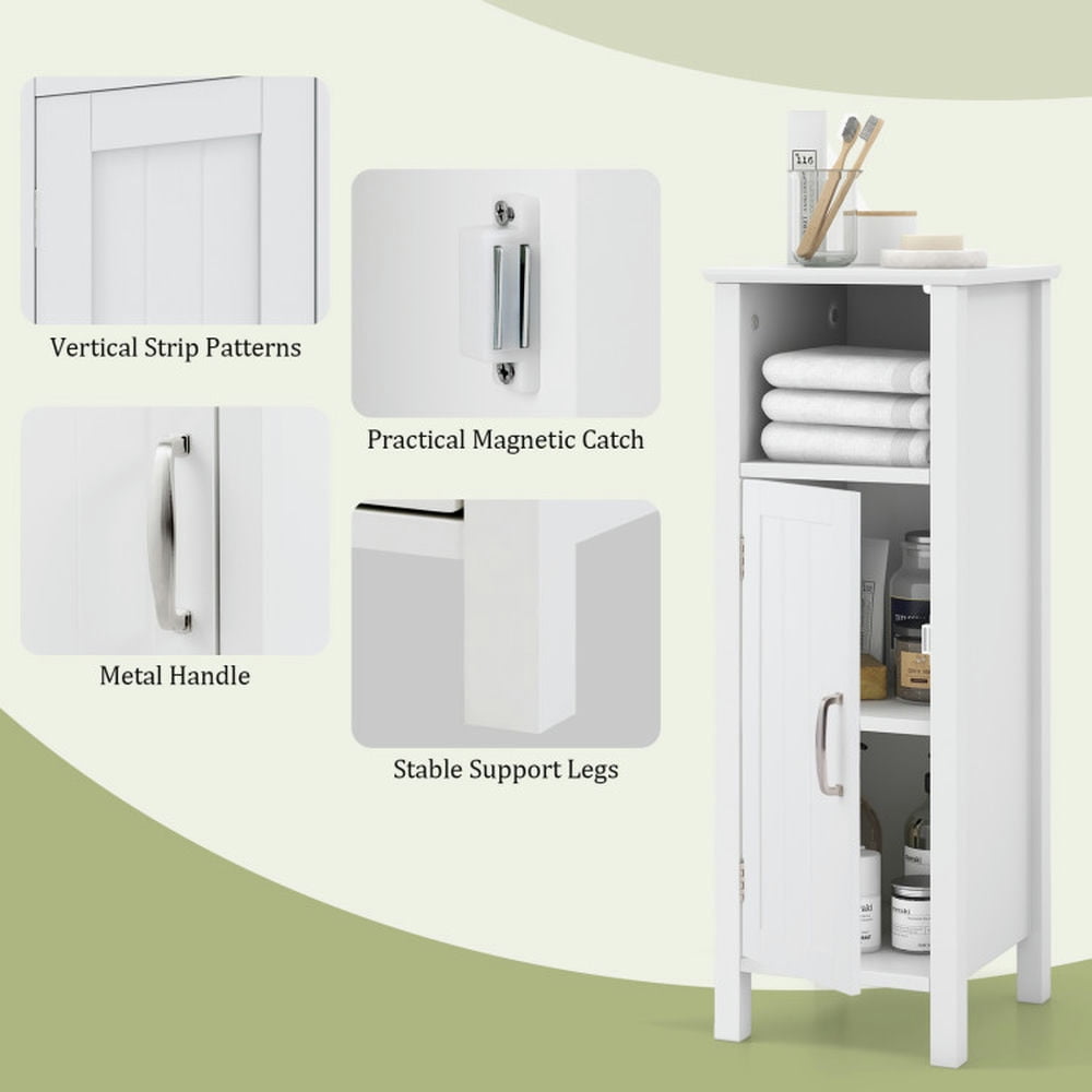 Finihen Bathroom Storage Cabinet, Bathroom Floor Cabinet, 1-Door Freestanding Bathroom Cabinet with Open Shelf, for Bathroom, Living Room, Bedroom, Kitchen, White Finihen Bathroom Storage Cabinet, Bathroom Floor Cabinet, 1-Door Freestanding Bathroom Cabinet with Open Shelf, for Bathroom, Living Room, Bedroom, Kitchen, White