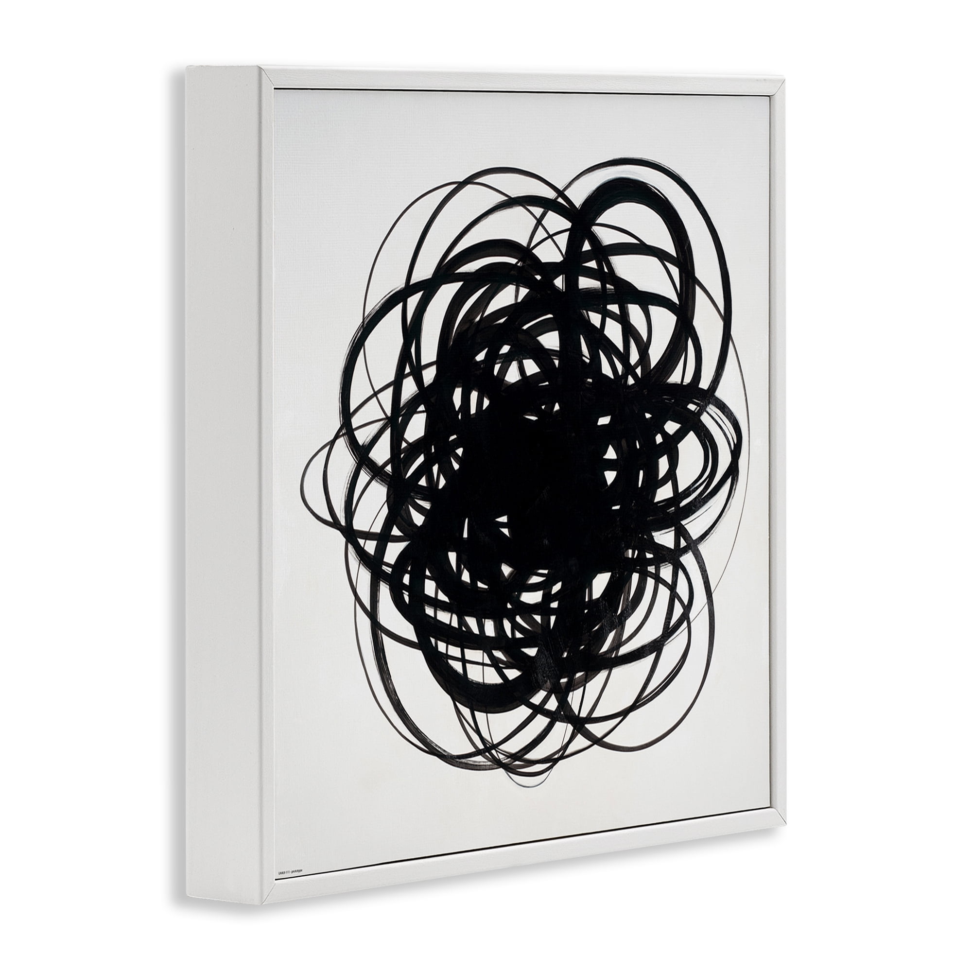 Stupell Industries Black Chaotic Scribble Abstract Painting White Framed Art Print Wall Art, 24 x 24