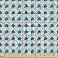 thumbnail image 2 of Geometric Upholstery Fabric by the Yard, Romantic Heart Shapes on Checkered Mosaic Like Squares Backdrop, Decorative Fabric for DIY and Home Accents, Pale Azure Blue Red White by Ambesonne, 2 of 5