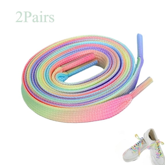 Rainbow Shoelaces 2pairs Gradient Flat Shoelaces for Women/Men/Young (0.32×47in)