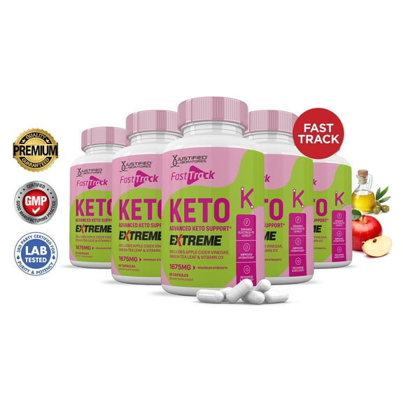 (5 Pack) Fast Track Keto ACV Extreme Pills 1675mg Alternative to Gummies Dietary Supplement 300 Capsules
