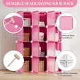 thumbnail image 2 of Modular Plastic Shoe Cabinet with Doors – 12-Cube Organizer, Transparent Panels & Dust-Proof Design for Entryway, Bedroom, Kids Room, Pink, 2 of 7