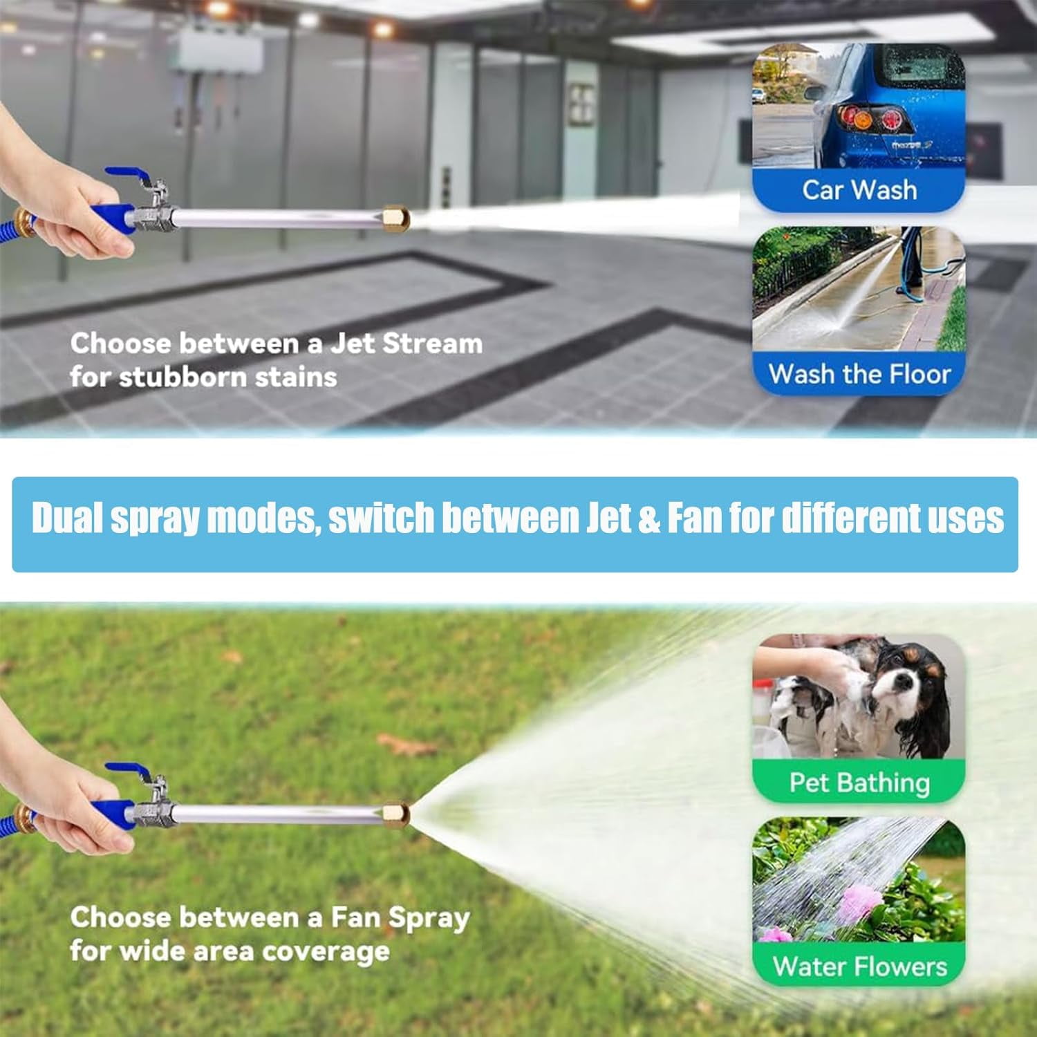 Hydro Nozzle 3000 Psi, Hydronozzle Power Nozzle High-Pressure, 2-in-1 Portable Power Washing Nozzles, With Connect Hose Fittings for Fence Cleaning Garden Watering
