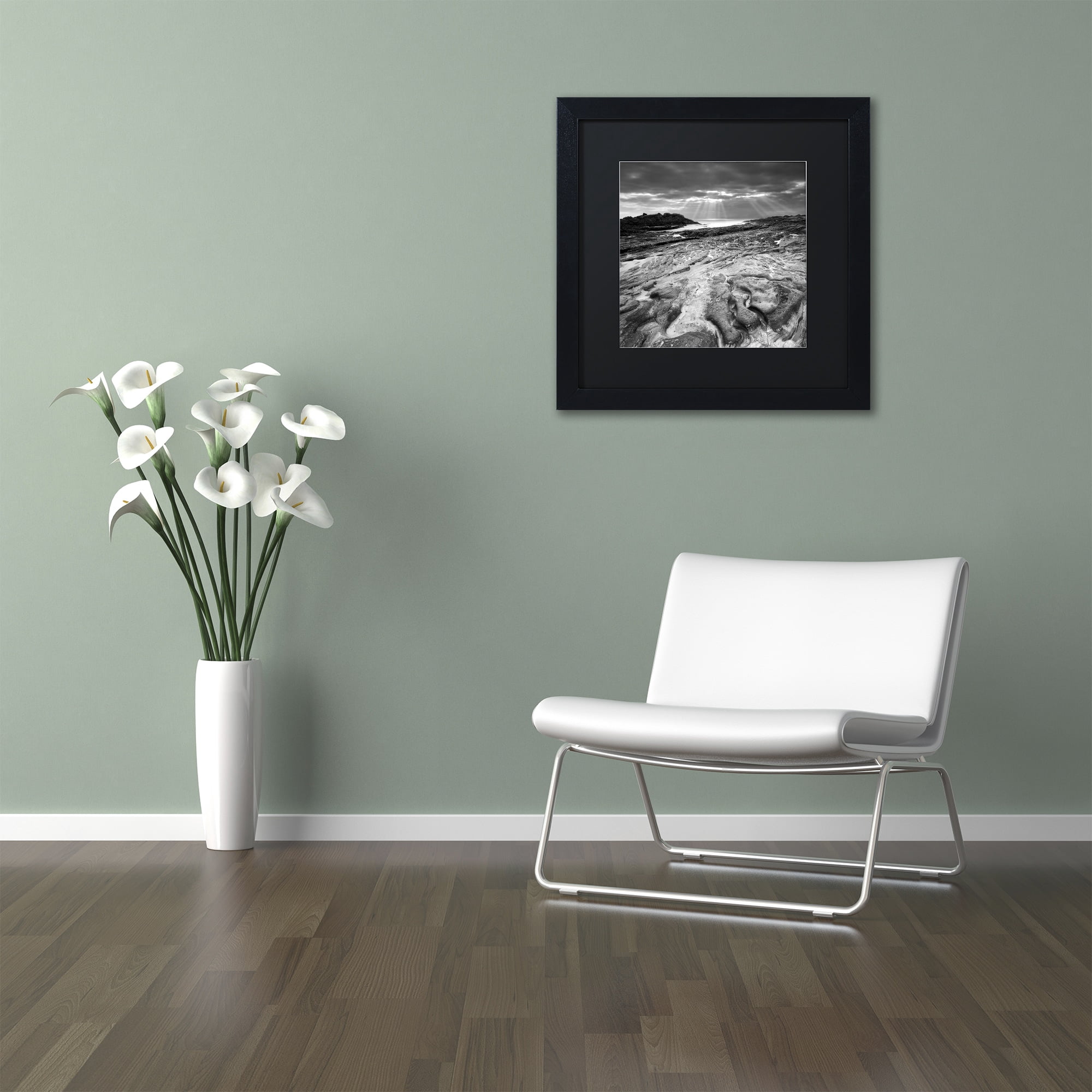 Trademark Fine Art "Sunset at Point Lobos" Canvas Art by Moises Levy Black Matte, Black Frame