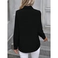 thumbnail image 6 of Button Down Shirts for Women Long Sleeve Blouse Shirts Casual Solid Office Work Tunic Top Black M, 6 of 7