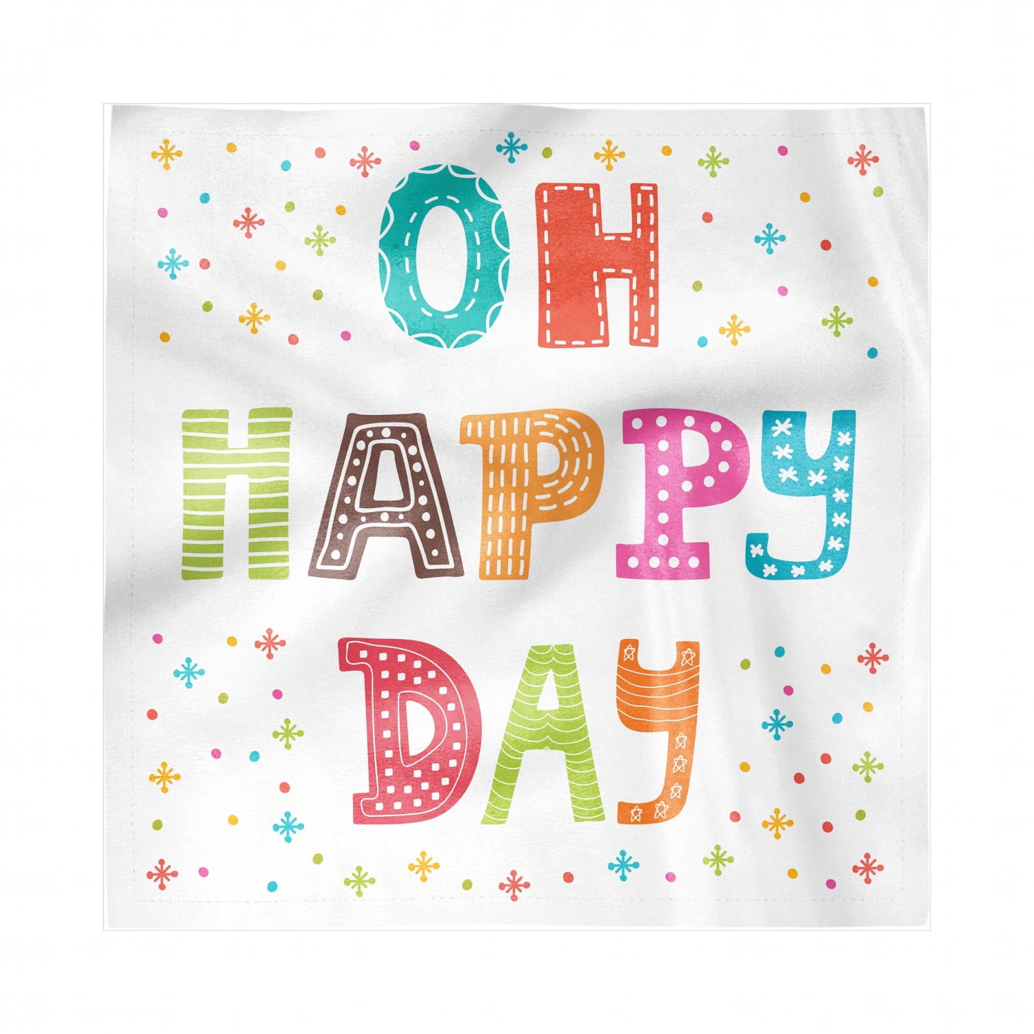 Motivational Napkins Set of 4, Doodle Colorful Typography Oh Happy Day