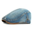 thumbnail image 2 of lnmuld Denim Newsboy Cap Adjustable Flat Cap Contrast Stitch Ivy Hat for Men Size:One Size, 2 of 3