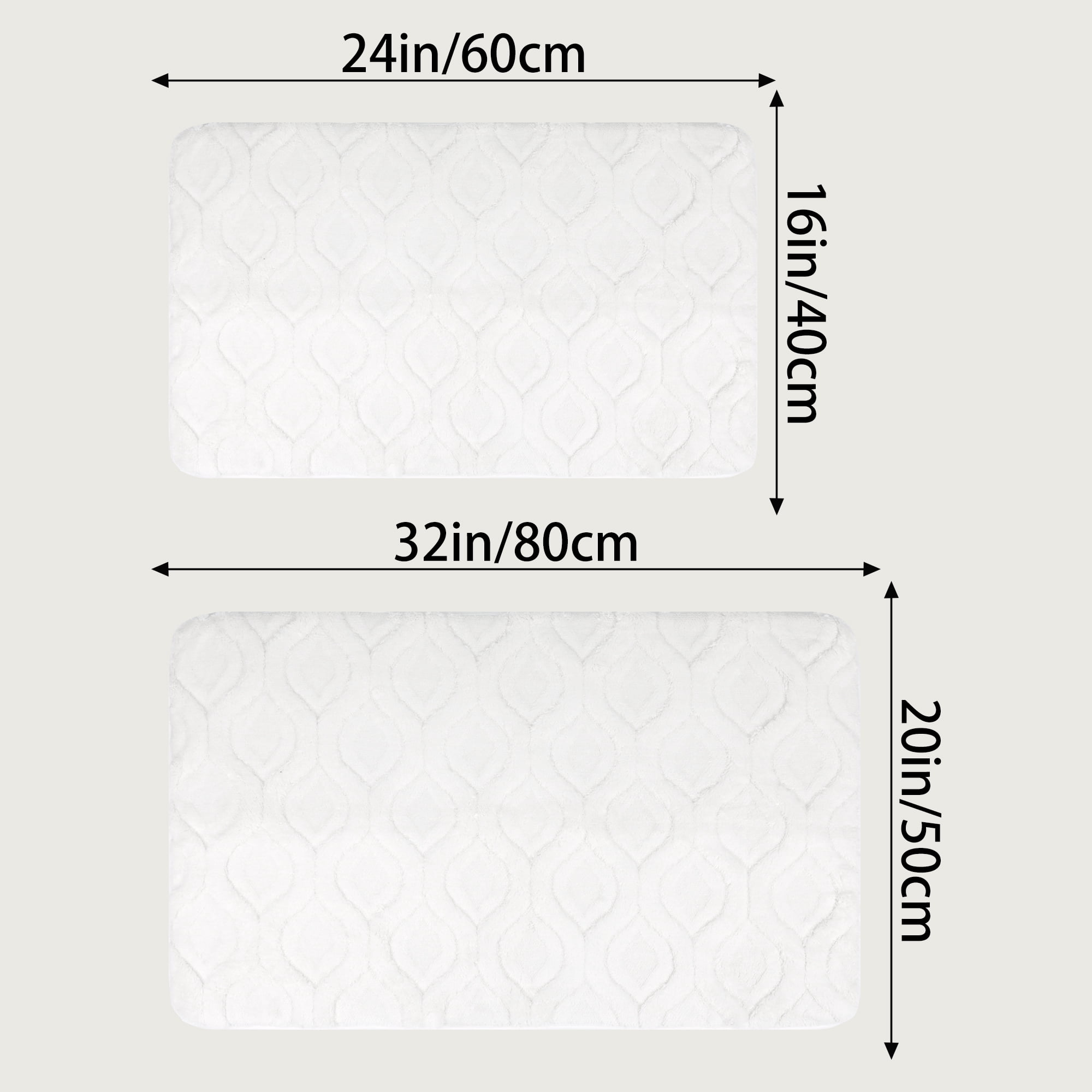 Unique Bargains Bathroom Rug Soft Non Slip Washable Mat White 16" x 24"