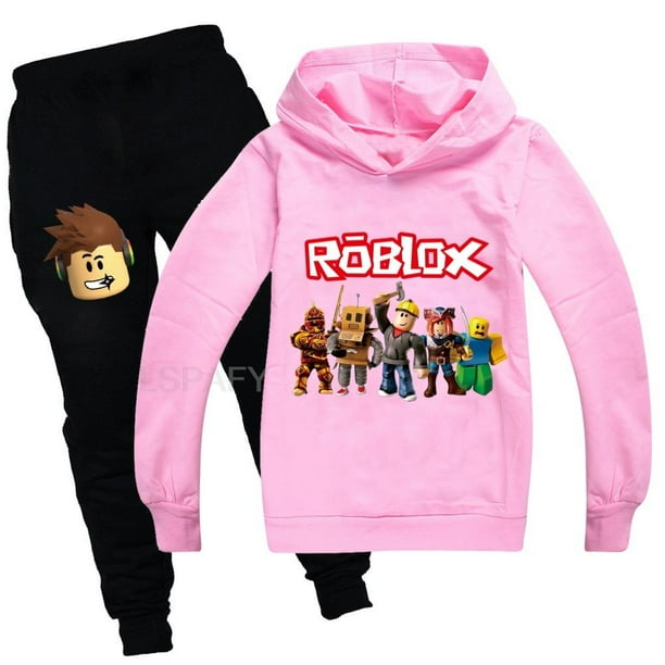 ROBLOX-Conjunto de ropa para niños pequeños, Sudadera con capucha y pantalones de dibujos animados, de 2 piezas chándal, disfraz de Cosplay