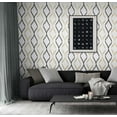 thumbnail image 2 of NextWall Metallic Gold & Ebony Ogee Ribbon Peel and Stick Wallpaper, 2 of 11