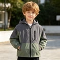 thumbnail image 6 of Cethrio Boys Hooded Jackets, Lightweight Casual Outdoor Long Sleeve Kids Windbreaker Army Green Size 10-12, 6 of 7