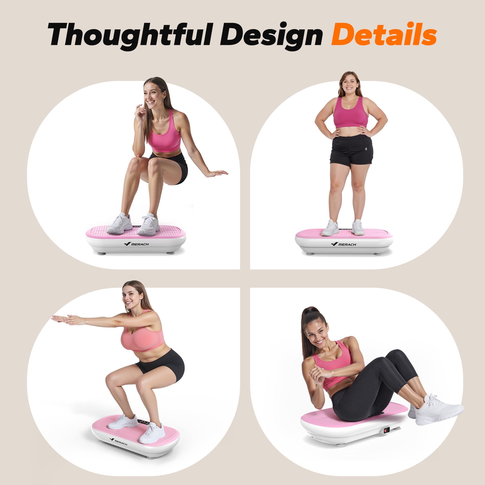MERACH Full Body Vibration Plate - Stability, Calf Workout, Silicone Pedals, Supports 440 lbs, Bluetooth Sync