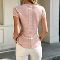 thumbnail image 6 of ClodeEU Women's V Neck Cotton Short Sleeve T Shirt ,Casual Solid Color Slim Fit Tee Pink,Women's Plus XL, 6 of 8