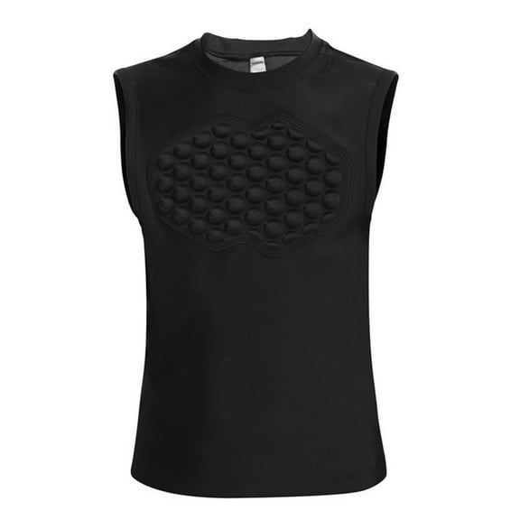 LNMQLPDBS Youth Boys Girls Compression Padded Short Sleeve Shirt Chest Protective Shoulder Rib Protector for Paintball Baseball Football Black1 11-12 Years