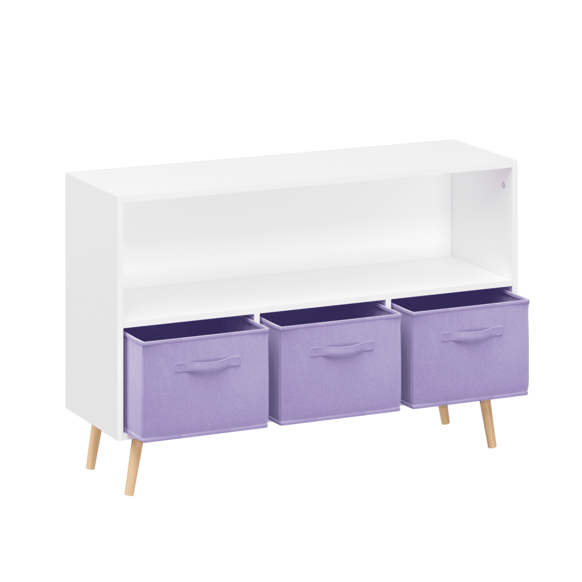 Aukfa Kids Bookcase with 3 Collapsible Drawers, Display Stand Toy Storage Organizer for Bedroom/Playroom,Purple