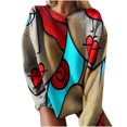 thumbnail image 1 of Blusa informal con estampado geométrico de manga larga y cuello redondo a la moda para mujer Pompotops gfhjh11601, 1 of 5