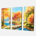 thumbnail image 3 of Orange and Yellow Trees By The Riverside 28 in x 36 in Painting Canvas Art Print, by Designart, 3 of 3