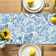 thumbnail image 4 of Burlap Table Runner 70 Inches Long, Blue Gradient Paisley Flower Non-Slip Kitchen Table Runners for Dining Room Everyday Use Party Table Decorations Abstract Ethnic Floral, 4 of 9