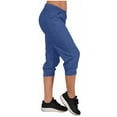 thumbnail image 4 of Husipze Capri Pants for Women Cropped Joggers with Pockets Soft Elastic Waist Capri Sweatpants Athletic Yoga Pants Blue S, 4 of 8