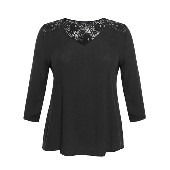 FashionOutfit Women's Flowy 3/4 Sleeve Bohemian Lace Top