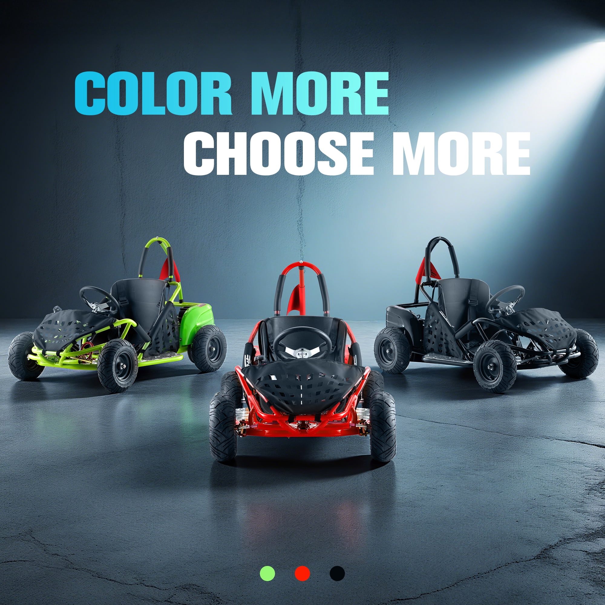 QEASET 48V Electric Go-Kart 1000W Brushless Motor, 20mph Max, 13" All-Terrain Tires, High-Tensile Steel Frame, 4-Point Seat Belt, 3-Speed Control, Hydraulic Disc Brake,Black