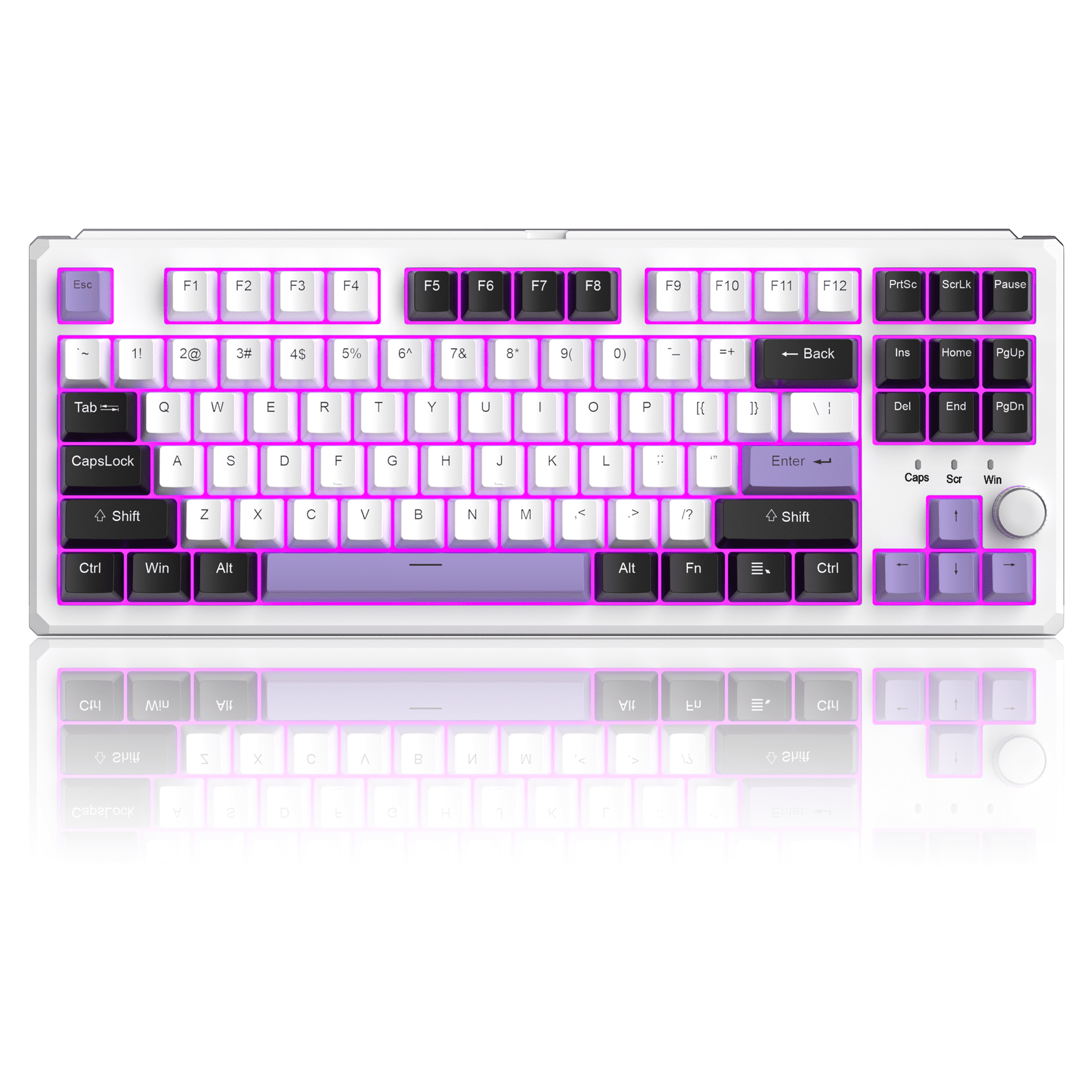 MageGee SKY87 Mechanical Wireless Keyboard Gasket 2.4G/USB/Bluetooth Rgb Pbt Side-Printed Hot Swap Custom Keyboard with Knob