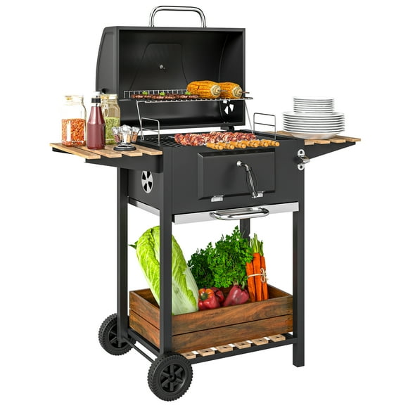 Outsunny 20" Charcoal BBQ Grill with Adjustable Charcoal Pan Barbecue Grill