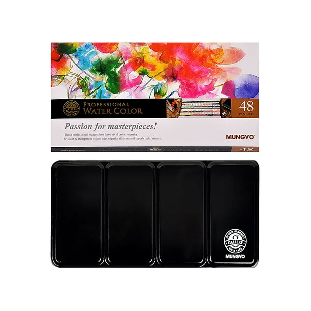 Set de acuarelas MUNGYO Half Pan, 48 colores, estuche de lata