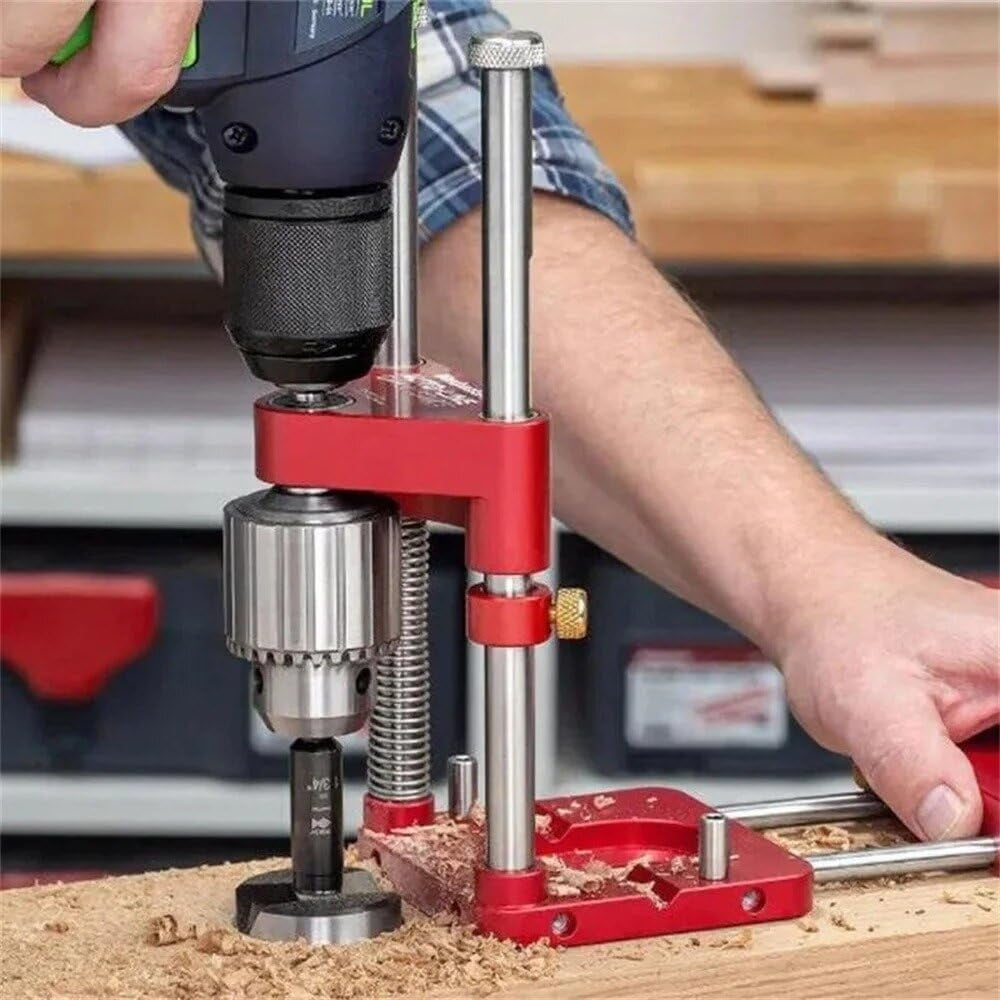 Aluminum Alloy Woodworking Drill Locator Pocket Hole Jig Drill Guide Adjustable Punch Locator for DIY Bench Furniture Position Hand Tools