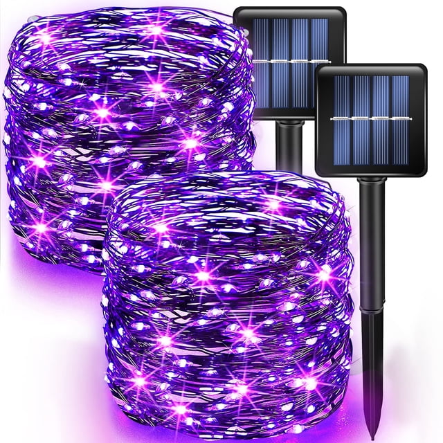 Guirnalda de luces Dazzle Bright 240 LED solares 24 m Paquete de 2 morado