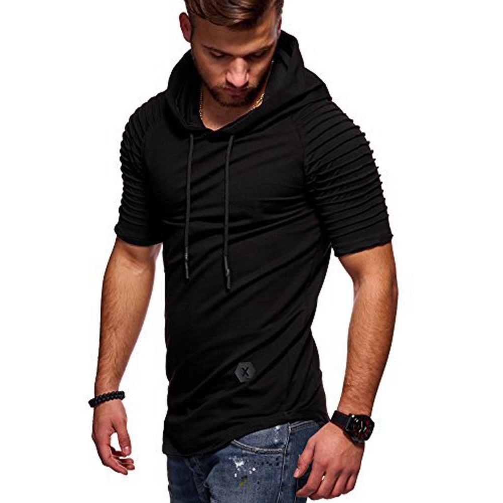 Mens Hip-hop Hooded T-shirt Short 