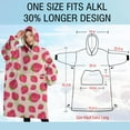 thumbnail image 4 of Oversized Wearable Blanket Hoodie,Red Strawberry Plants Fruit Pink Pattern Sherpa Blanket Hoodie with Super Pockets,Super Warm Fuzzy Pullover for Women & Men, 4 of 6