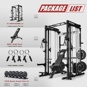 RitFit M1 Pro Smith Machine for Home Gym with Cable Crossover System, Multi-Function Squat Rack Power Cage, Power Rack and Packages Black(bp370 Package)