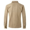 thumbnail image 4 of JUUYY Men's Casual Shirt Jacket Long Sleeve Suede Shirts Shacket Wrinkle- Lightweight Work Coat Button Down Solid Color Overshirt Top Khaki XL, 4 of 8