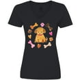 thumbnail image 3 of Inktastic Cute Puppy Valentine with Hearts and Bones Women's V-Neck T-Shirt, 3 of 5