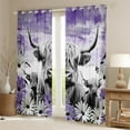 thumbnail image 2 of Highland Cow Curtains 30%-50% Blackout,Purple Western Farm Curtains & Drapes for Living Room,Longhorn Cattle Window Curtain Daisy Flower Curtains Cowboys Gifts for Women Men, 2 of 6