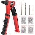 thumbnail image 1 of shiyou-Rivet Gun One-Handed Rivet Gun Kit with 200pcs Rivets, 4pcs Tool-Free Interchangeable Heads and 4pcs Drill Bits - Heavy Duty Hand Riveter for Metal, Wood, Plastic, Leather, Fabric, 1 of 4
