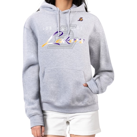 Women's G-III 4Her by Carl Banks Gray Los Angeles Lakers Shadow Logo Tri-Blend Fleece Hoodie