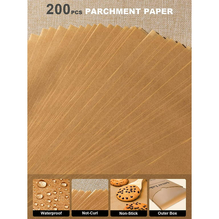 SMARTAKE 200 Pcs Parchment Paper Baking Sheets, 12x16 Inches Non-Stick  Precut Baking Parchment, Perfect for Baking Grilling Air Fryer Steaming  Bread Cup Cake Cookie and More (Unbleached)