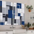 thumbnail image 3 of Navy Blue Geometric Kitchen Curtains Modern Abstract Checkered Small Short Cafe Window Curtains Black Grey White Rod Pocket Bathroom Window Drapes Treatment Tier Curtains (27.5x39 Inch), 3 of 6