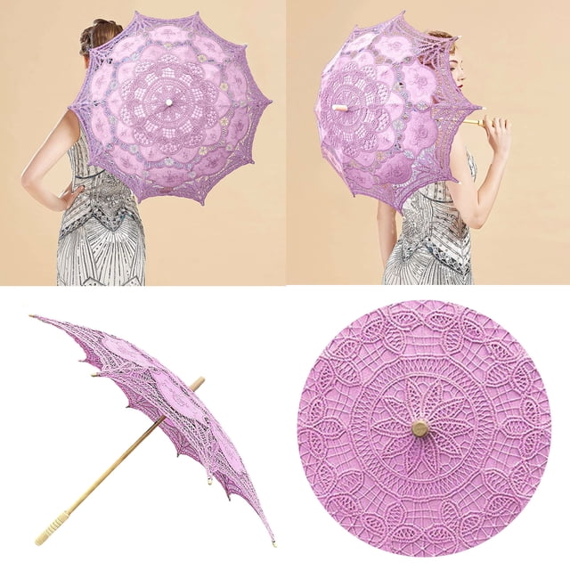 Shooting Props Photography Decorative Umbrella for Weddings and Events with Lace Design Wooden Handle 82cm Diameter Non-Functional Prop Accessory for and