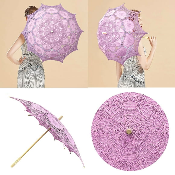 Shooting Props Photography Decorative Umbrella for Weddings and Events with Lace Design Wooden Handle 82cm Diameter Non-Functional Prop Accessory for and