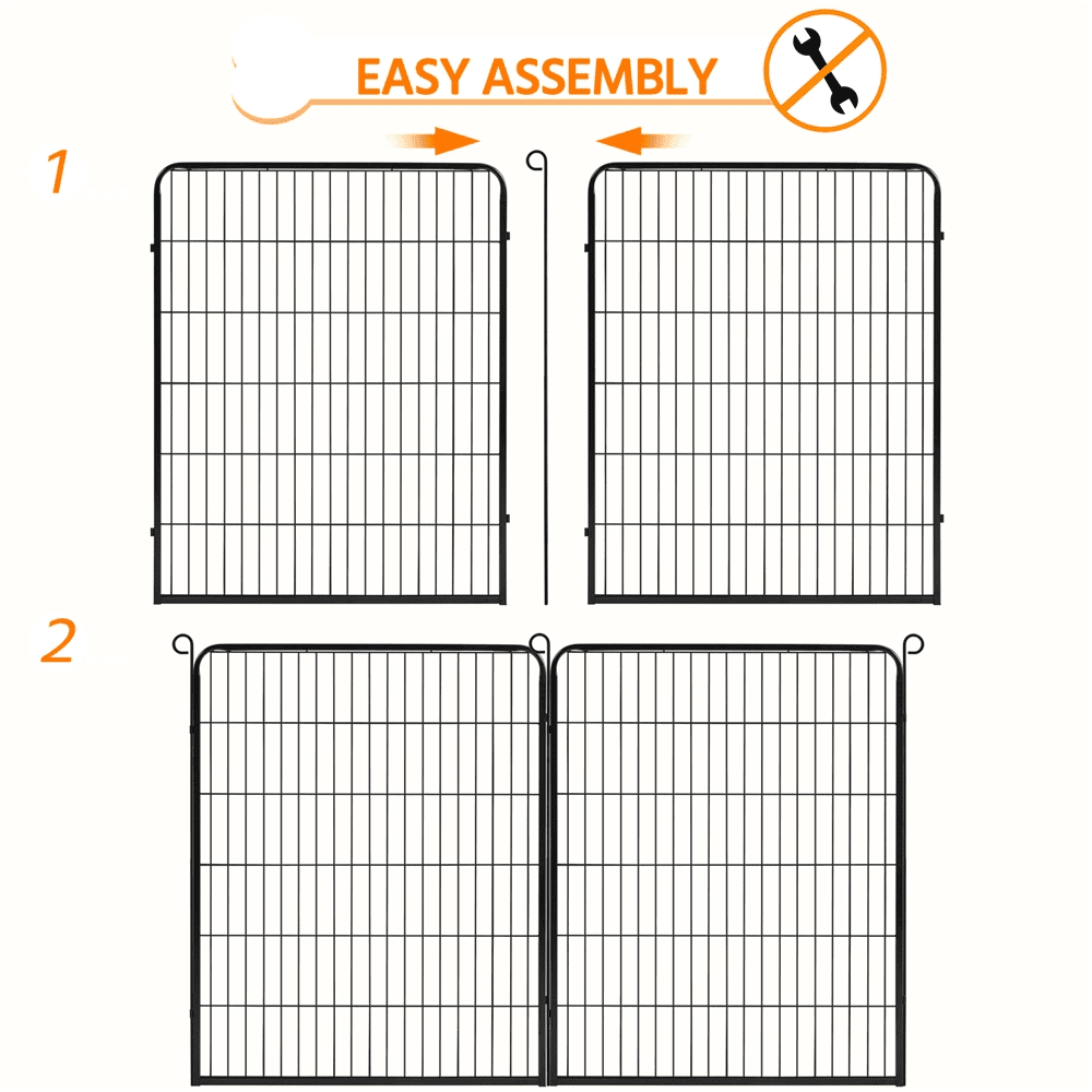 Alden Design 40"H Heavy Duty Black Iron Dog Playpen, 2 Panels