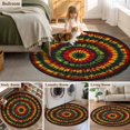 thumbnail image 5 of Round Rugs 3Ft, Colorful Ombre Boho Round Area Rug Washable Indoor Throw Carpet, Retro Red Green Yellow Gradient Art Small Non Slip Circle Rug for Bedroom Living Room Home Decor Aesthetic, 5 of 8