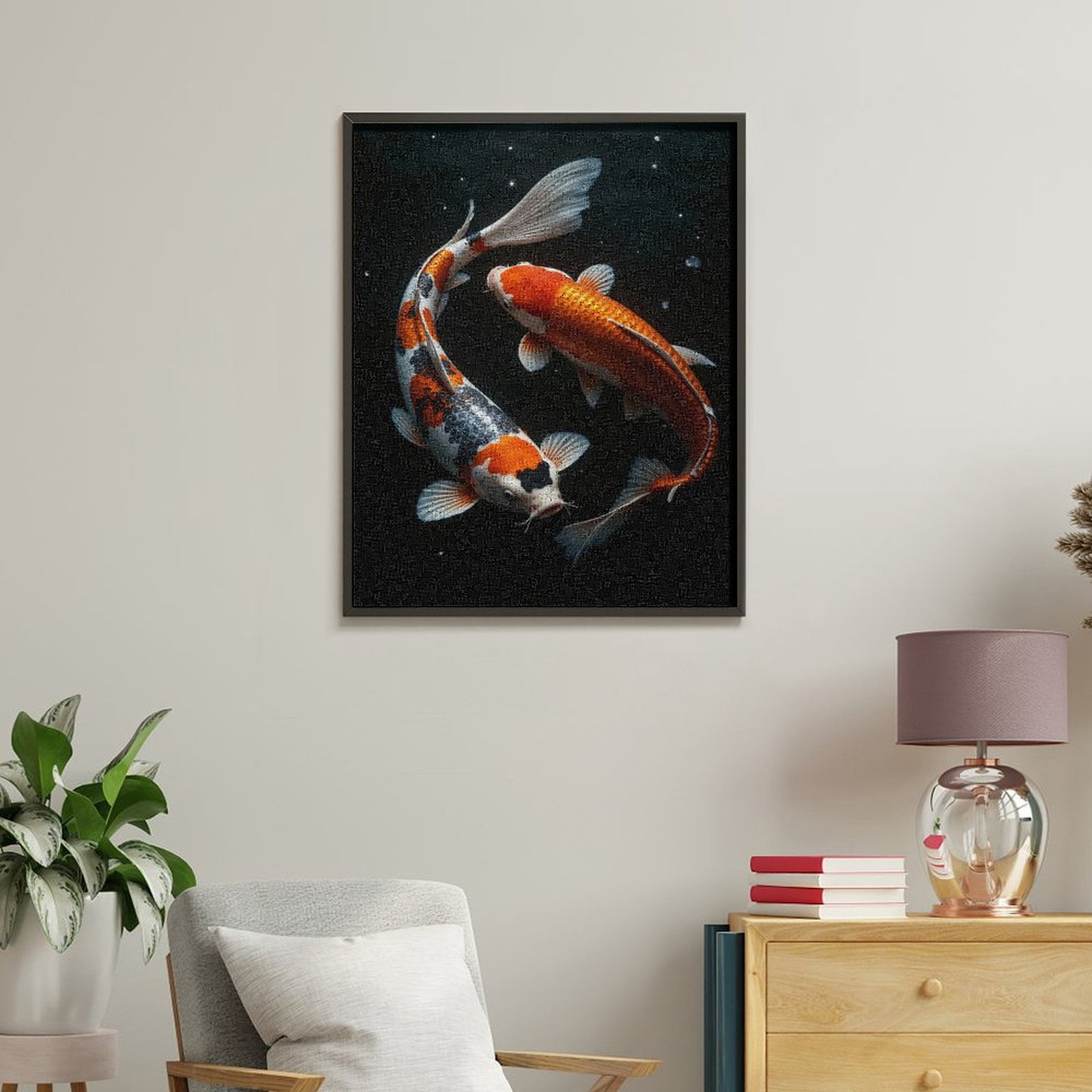 Paint by Numbers Kit for Adults, Koi Fish Swimming Elegant Water Paint by Numbers, Easy Paint by Numbers Kit for Adults Beginner, DIY Adult Paint by Number Kits on Canvas, Home Decor