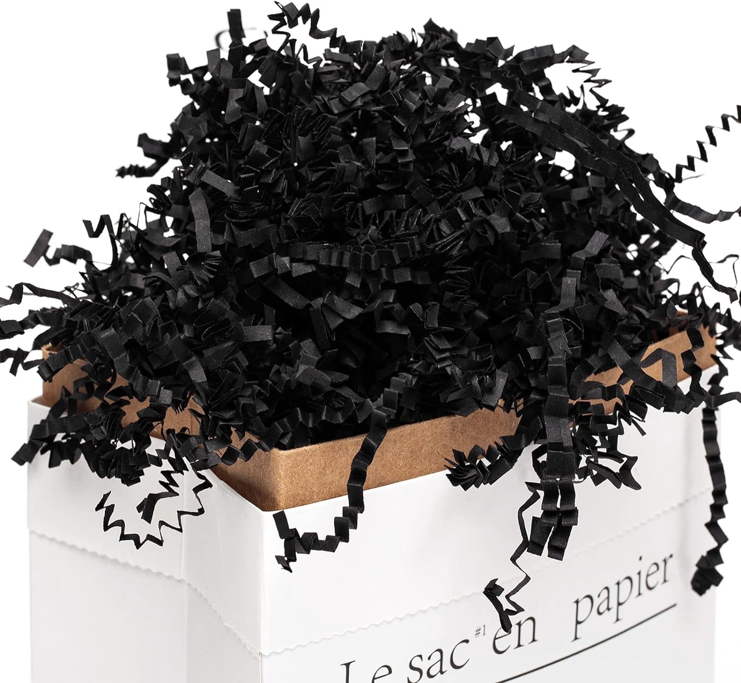 2 LB Crinkle Cut Paper Shred Black Shredded - Gift Box Baskets Bag Filler Confetti Stuffing for Birthday, Holiday Packaging Wrapping